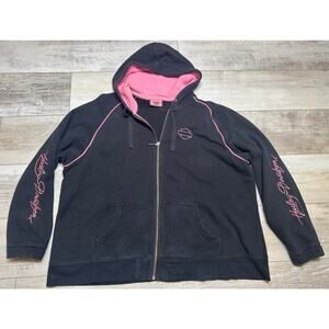Women's Harley Davidson Black Pink Light Weight Jacket Stitched XL Extra Large